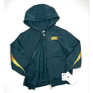 NWT Nike Girls Hoodie Dark Green Gold Full Zip Hoodie Size 6